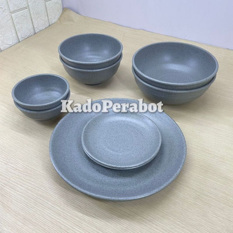 piring mangkok onyx - tempat makan onyx set - piring mangkok melamine