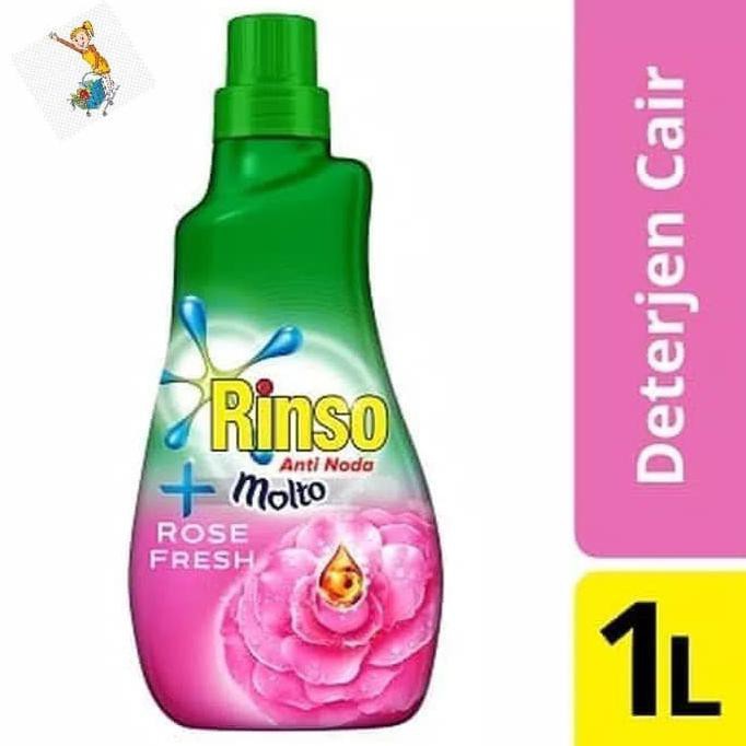 Paling Dicari] Deterjen Anti Noda Rinso Cair +Molto Rose Fresh (Pink) Botol 1L