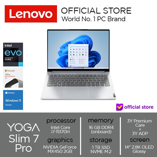 {MahesStore} Lenovo Yoga Slim 7 Pro 14IHU5 O Core i7-11370H 16GB 1T SSD MX450 OLED Murah