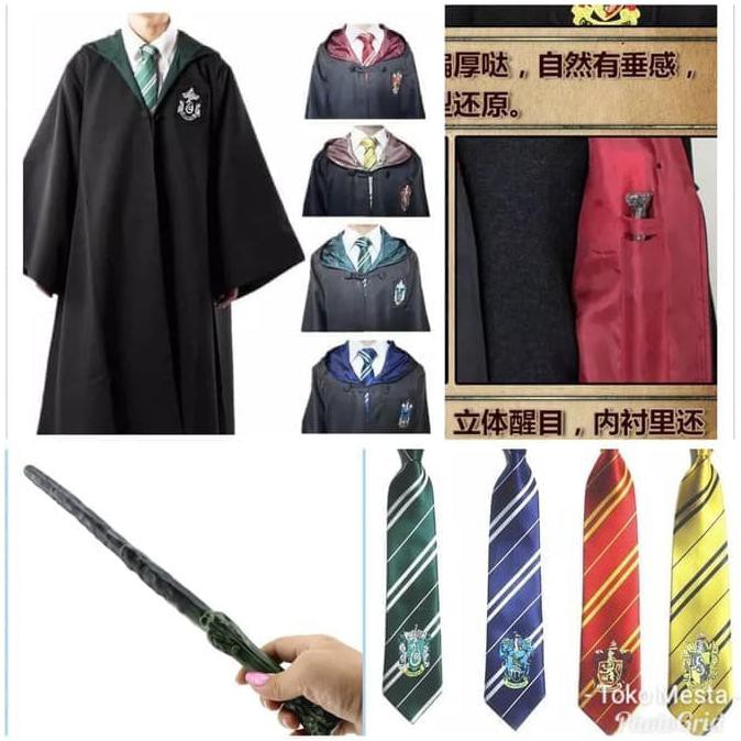 Paket Kostum Halloween Anak Harry Potter Jubah Dasi Tongkat Sihir Shopee Indonesia