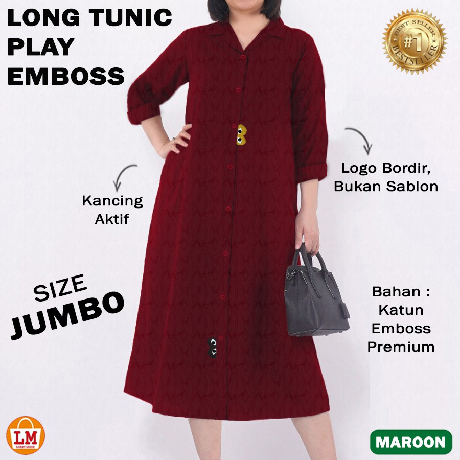 TERMURAH TERLARIS Baju Atasan Tunik Wanita LONG TUNIC Tunik Motif Lucu Bahan Katun Emboss Premium Ukuran XL XXL LMS 14559 14562