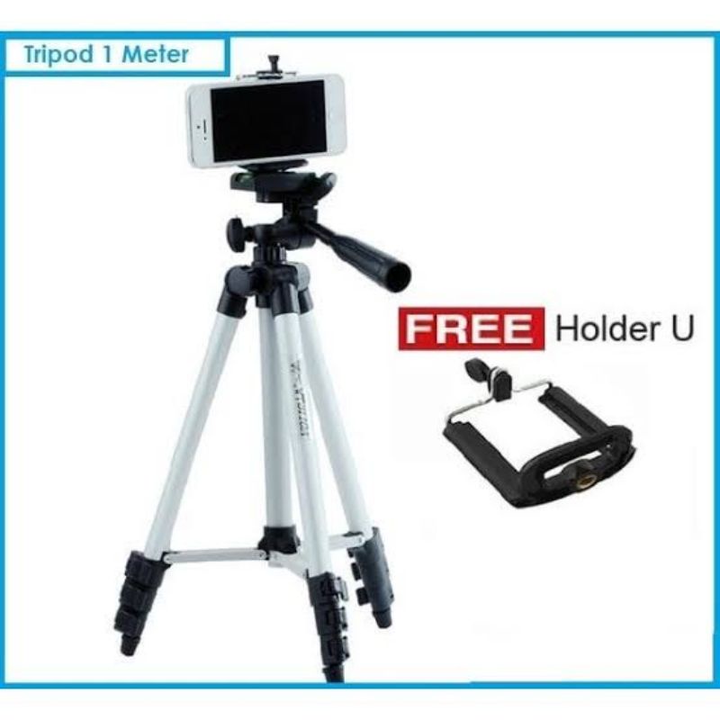 Tripod 1 Meter 1M 3110 Bahan Aluminium + Holder U + sarung