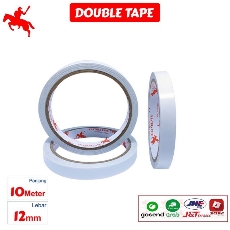 isolasi double tape 12mm lakban double tape ksatria 6mm