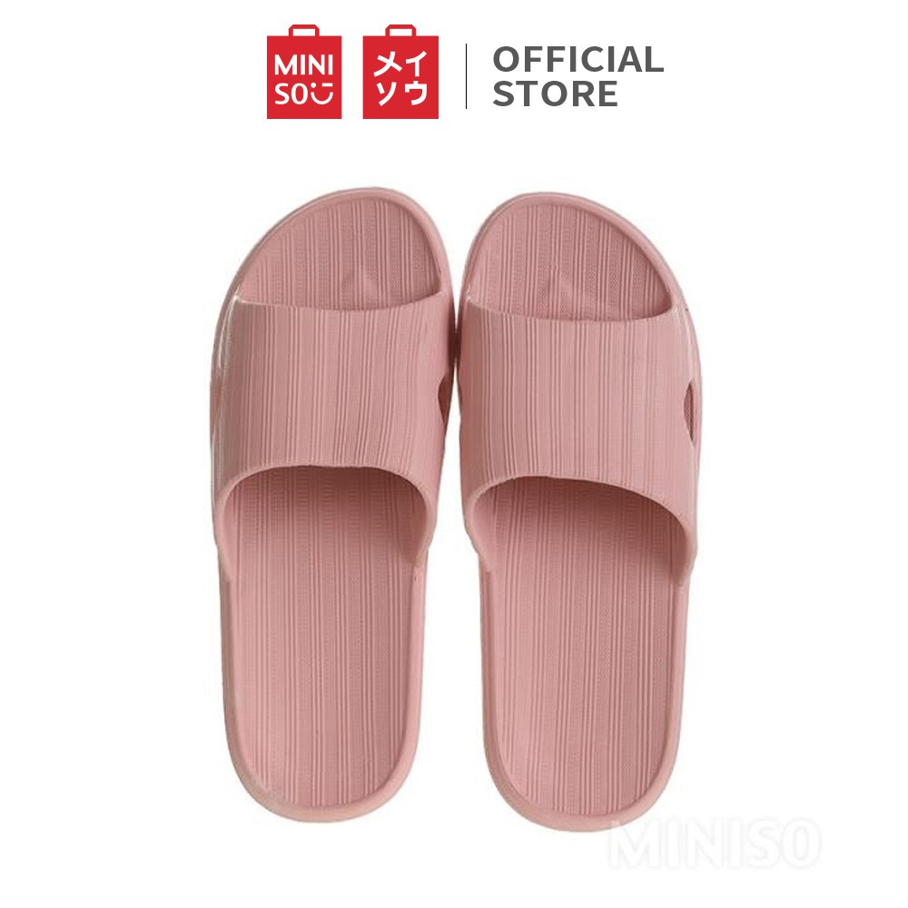 MINISO official flip flop Sandal kamar mandi wanita berbahan empuk kotak-kotak-N purple pink 37-38