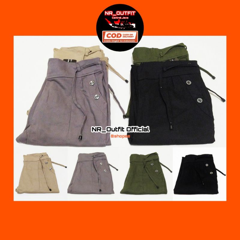 Baggy Pants Wanita Stretch Lipatan Depan Celana bahan Pinggang Karet Belakang NR_Outfit Official COD