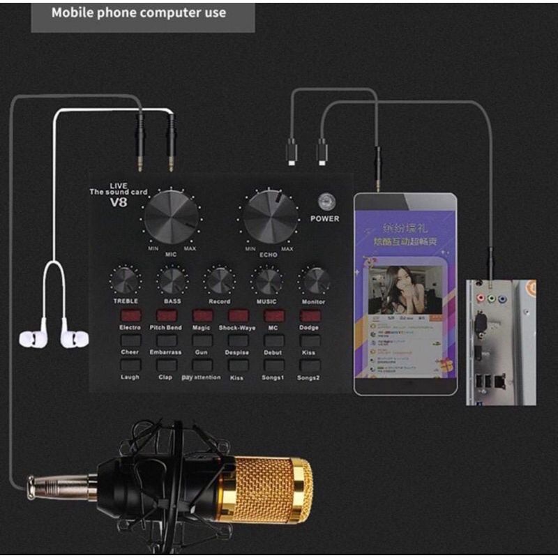 Sound Card V8 &amp; V8s Mixer Audio Usb External