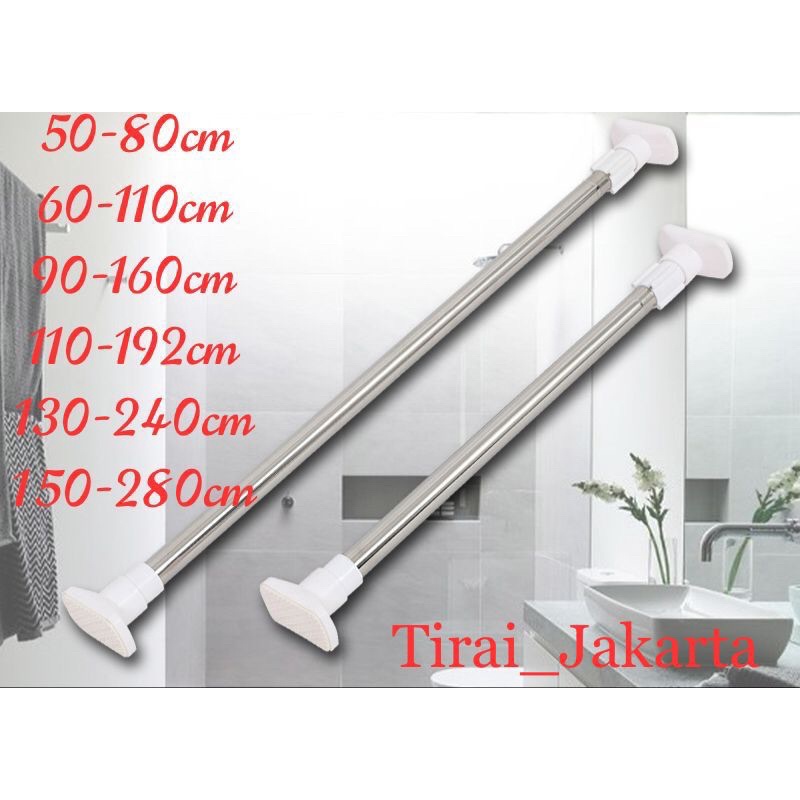 tiang gantungan flexible tanpa paku/ tiang horden / tiang jemuran / tiang serbaguna kamar mandi toilet dapur jendela gordeng/ pipa gorden fleksibel/ pipa ajaib stainles/ tiang fleksibel stainles, tongkat fleksibel stainles, pipa stainles ajaibo