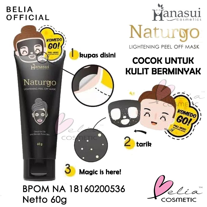 ❤ BELIA ❤ HANASUI Naturgo Tube (✔️BPOM) Lightening Peel Off Mask 60g | masker pencabut komedo