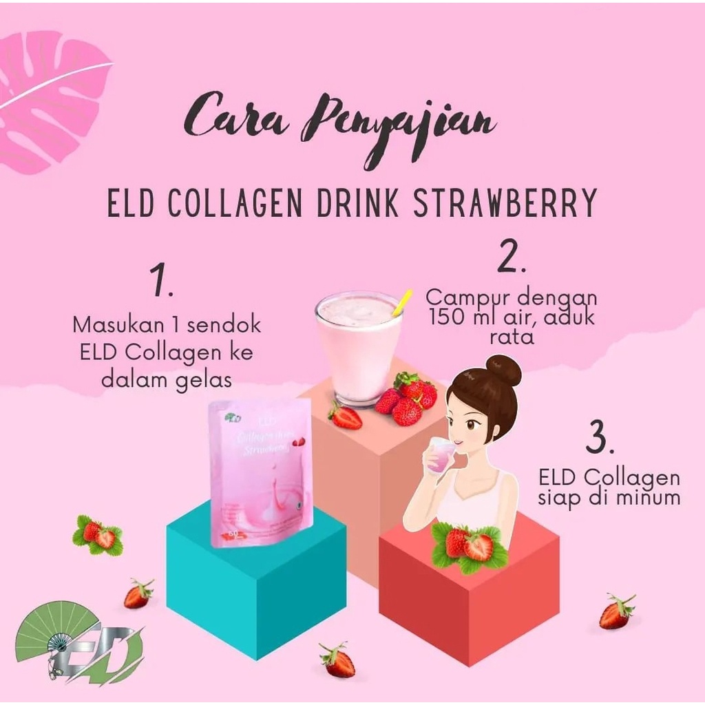 20gr Travel Size ELD Collagen Drink Minuman Pemutih dan Pelangsing Rasa Strawberry