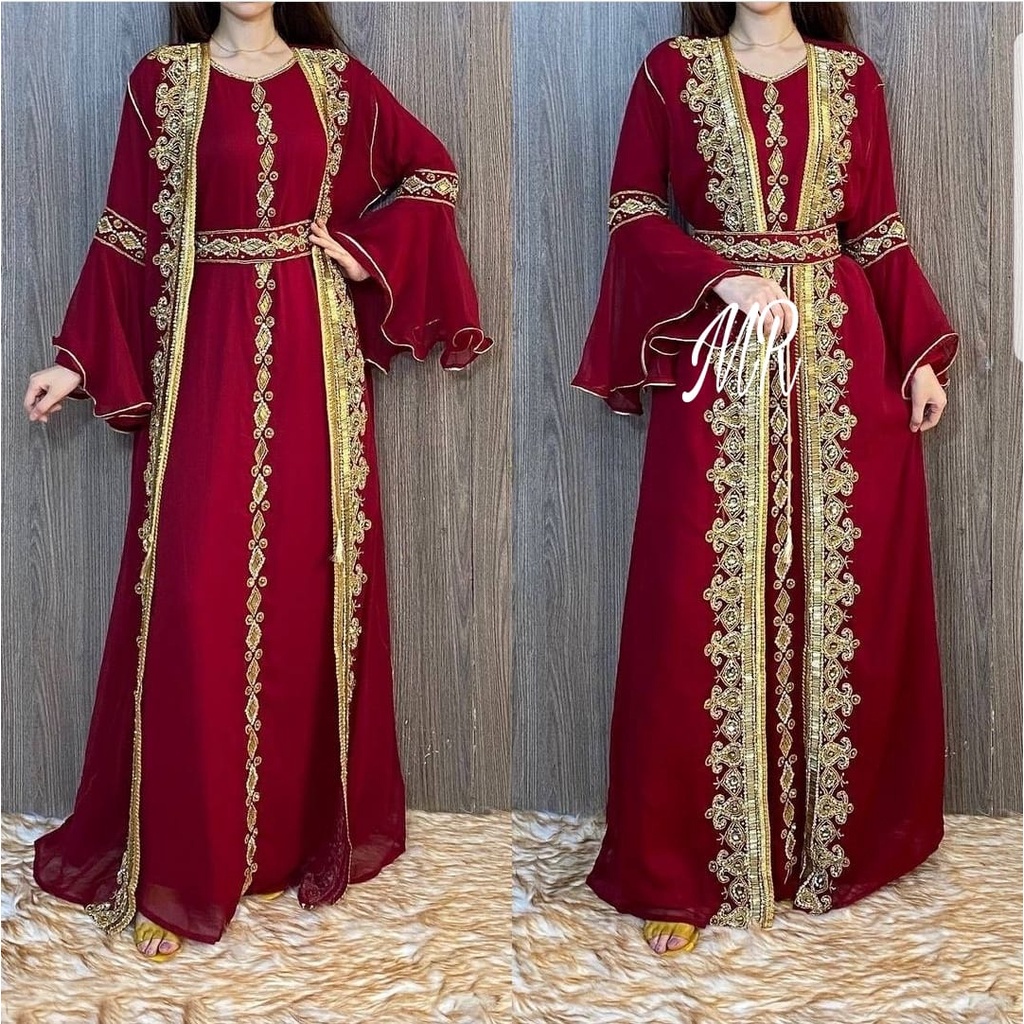 Gamis Baju Lebaran Modern Tahun 2022 Set 2in1 Bordir Shilpa Gamis Mewah