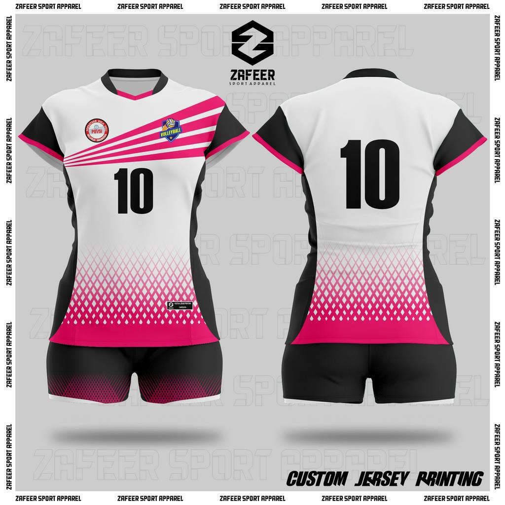 Baju Jersey Kaos Volleyball Voli Cewek Wanita Full Printing Tangan Pendek Stelan Atau Atasan Olahrag