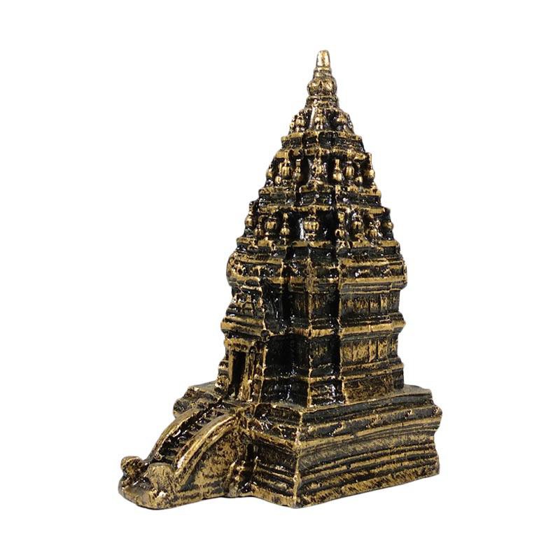 Kerajinan Jogja Candi Prambanan Satu Pintu Miniatur - Hitam Emas [10 x 6 x14 cm]