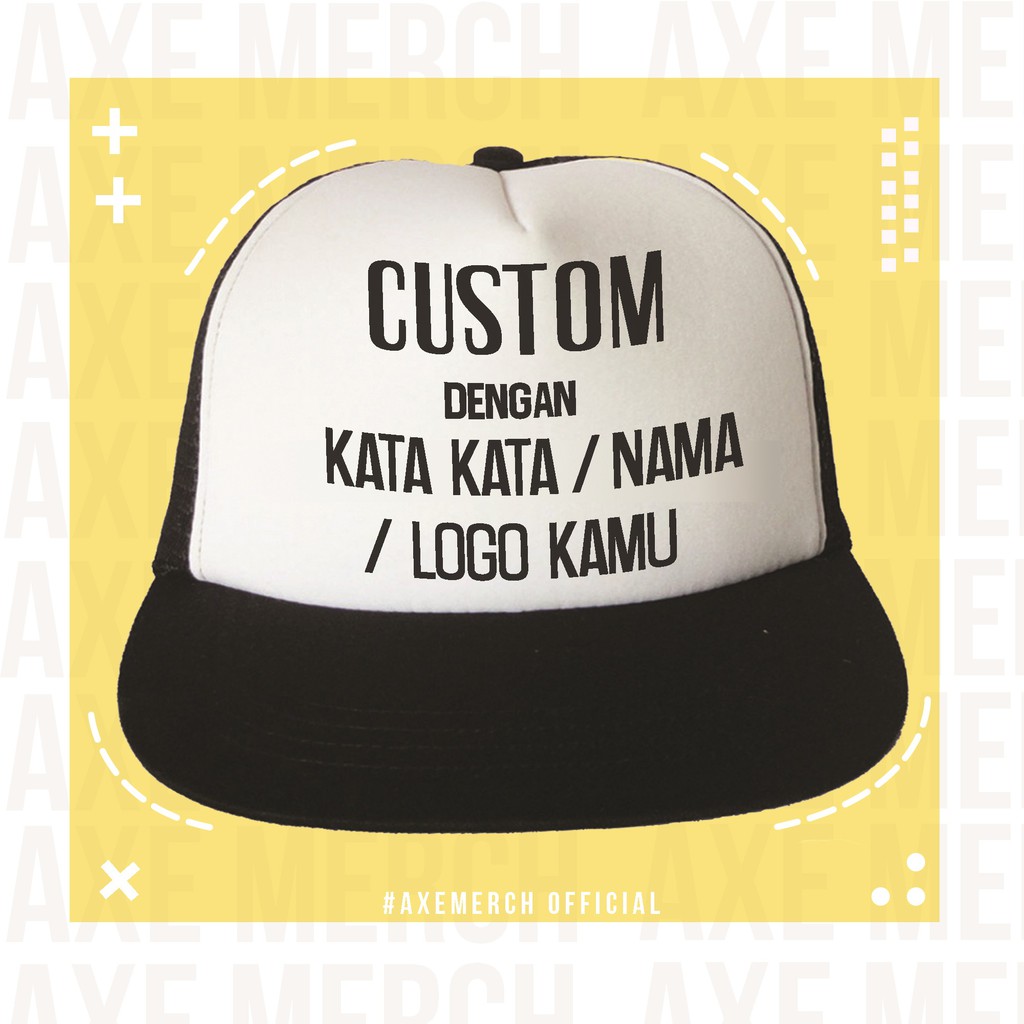 pre order topi snapback jaring custom / dengan design sendiri kata kata atau logo /  bisa satuan