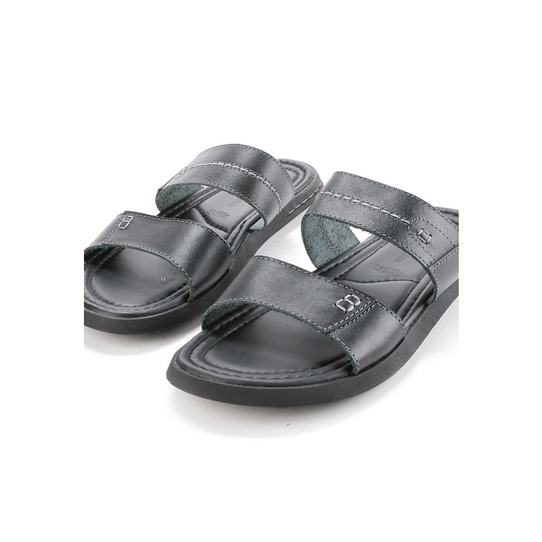 SANDAL SLIDE KULIT ANDRE VALENTINO PRIA ORIGINAL CASUAL HITAM AVM18