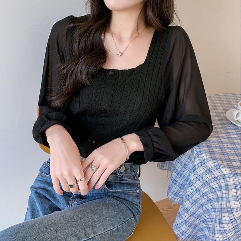 ATASAN KOREA/ATASAN LENGAN BALON/ATASAN RAJUT WANITA