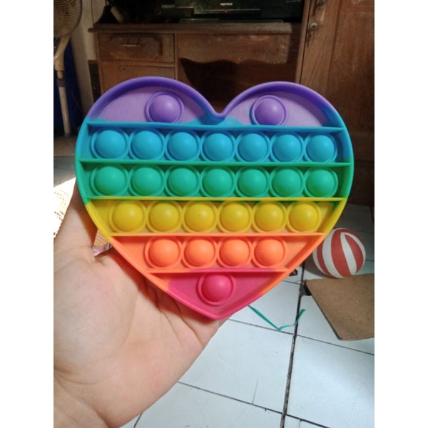 Pop It murah / Pop it besar / Pop it fidget / pop it tie dye / pop it rainbow-Love pelangi