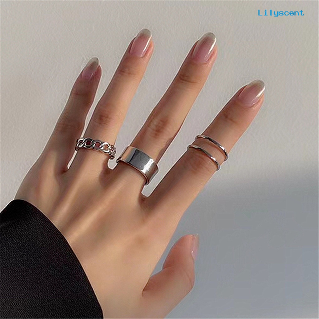 3pcs / Set Cincin Knuckle Model Terbuka Dapat Disesuaikan Untuk Aksesoris Perhiasan