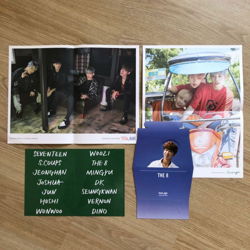 SEVENTEEN OFFICIAL ALBUM TEEN AGE GREEN FOLDED POSTER 95L, STICKER, STANDEE THE8 (HIP HOP TEAM RS)