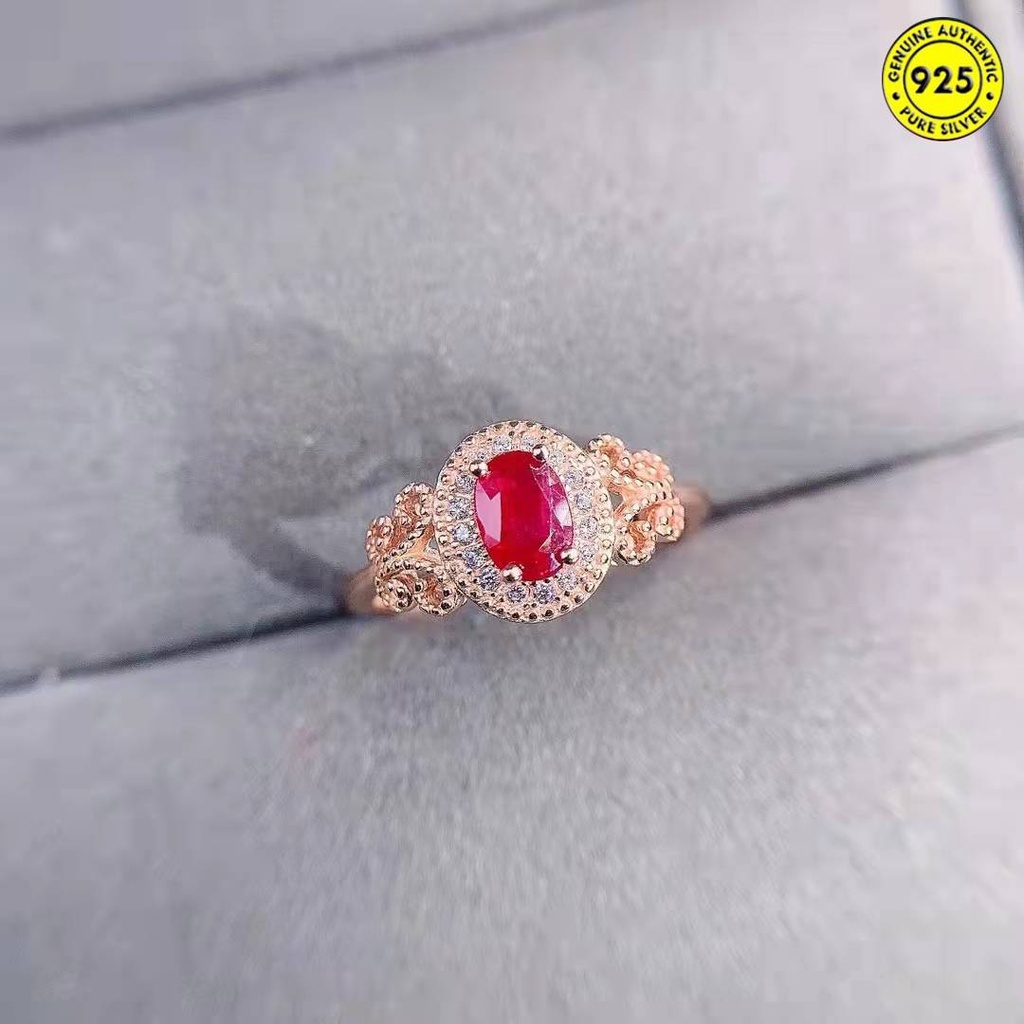 Cincin Model Terbuka Desain Merpati Ruby Warna Rose Gold