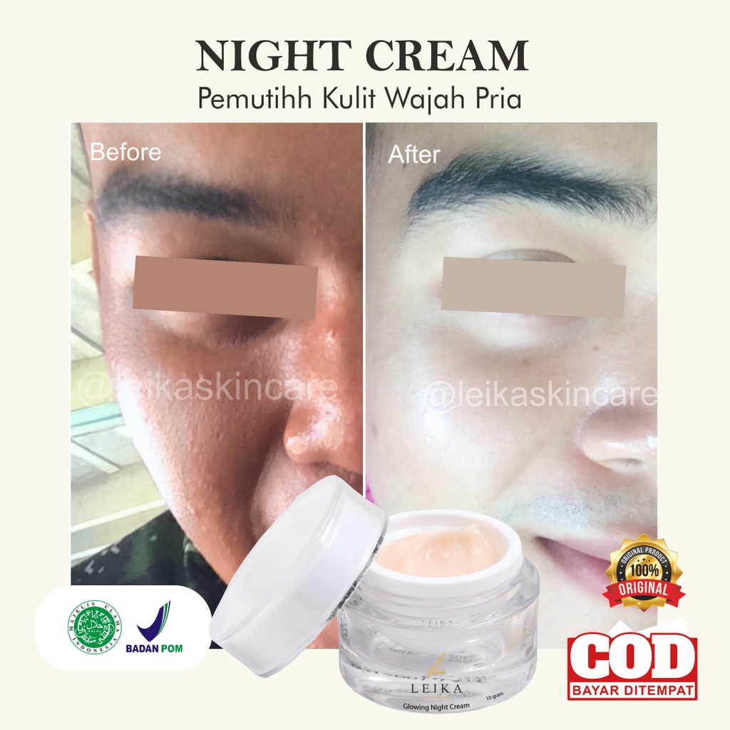 [AMPUH] Pemutih Wajah Pria Krim Pemutih Kulit Wajah Pria Perawatan Pria Cream Pemutih Leika Skincare