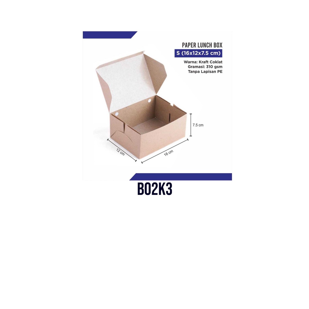 

Paper Lunch Food (Min.25 pcs ) BA02K3 uk 16 x 12 x 7,5 - Tanpa Lapisan PE
