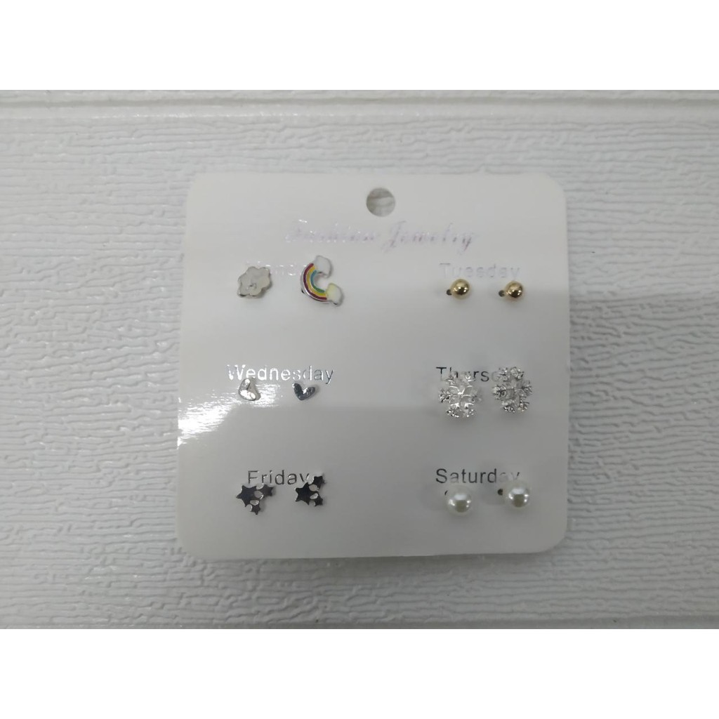 ❤️GTB❤️ A022 Anting Aksesoris Fashion Mutiara Earrings Wanita 6 Pasang Tusuk Simple GayaKorea import-5