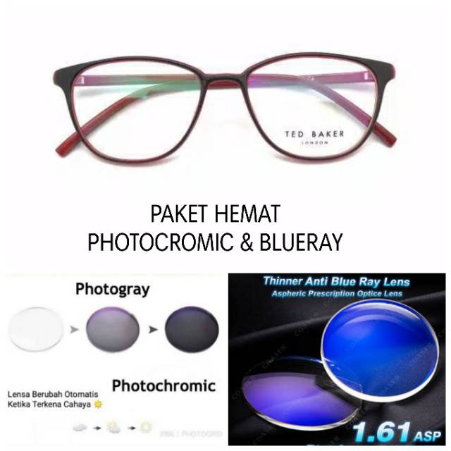 KACAMATA MINUS ANTI RADIASI BLUERAY PHOTOCROMIC, KACAMATA WANITA ANTI UV, KACA MATA CAT EYE 90011