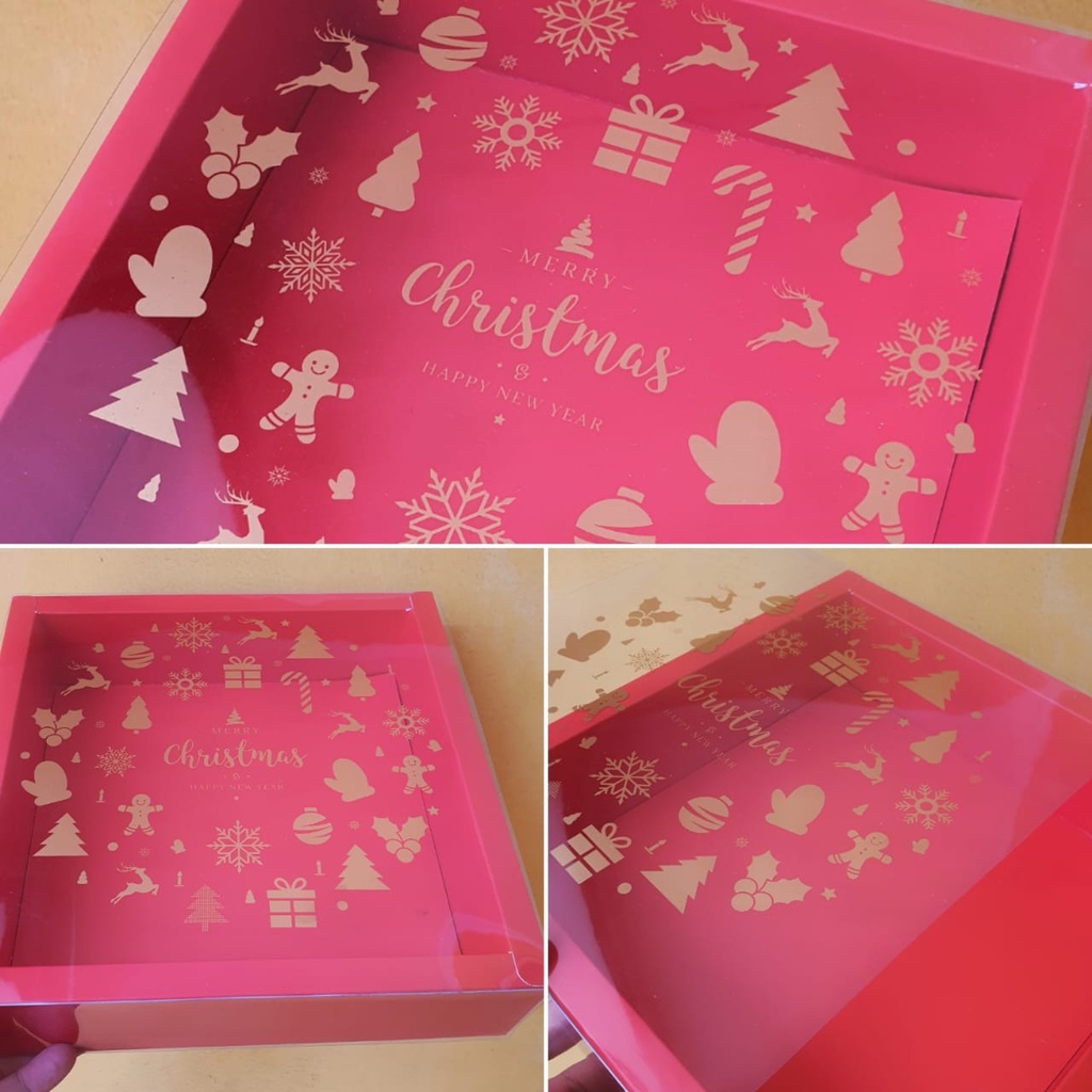 

(5 Pc) Box Hampers Natal 22x22x6 Dus Cake Kue Lapis Packaging Christmas