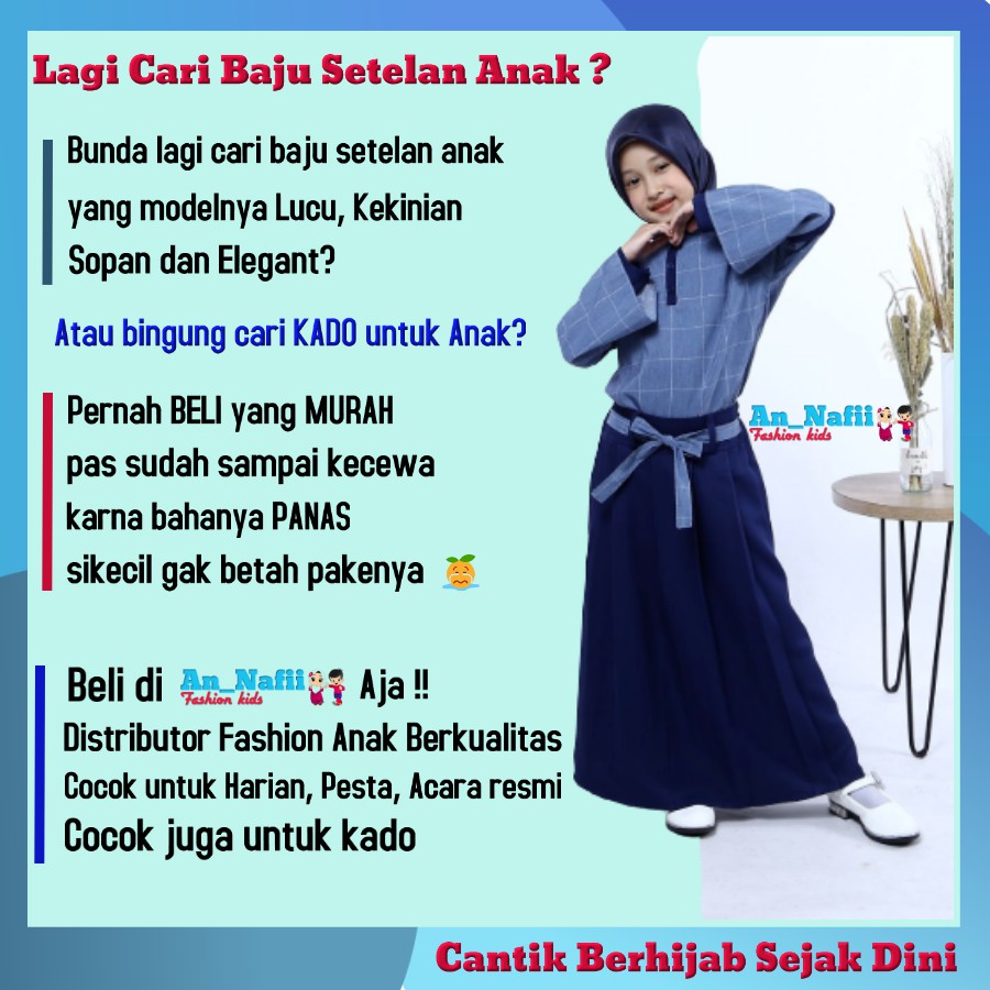 Baju Setelan Anak Perempuan Tanggung Sabina One Set Usia 5 - 12 Tahun Hooflakids Kualitas Premium