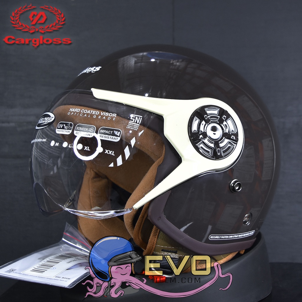 CARGLOSS YRH HIJAB RETRO HELM HALF FACE SOLID MOTIF ORI, CARGLOSS OFFICIAL STORE, CARGLOSS HELMET