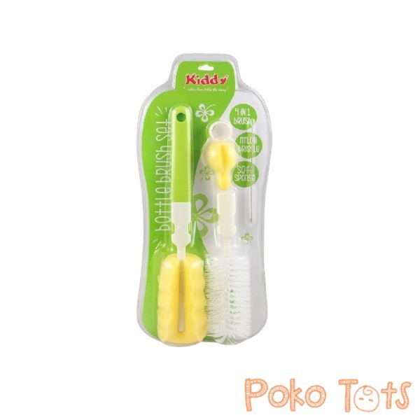 Kiddy Bottle Brush Set 4in1 Sikat Sponge Botol dan Dot Bayi Isi 4pcs Naoki