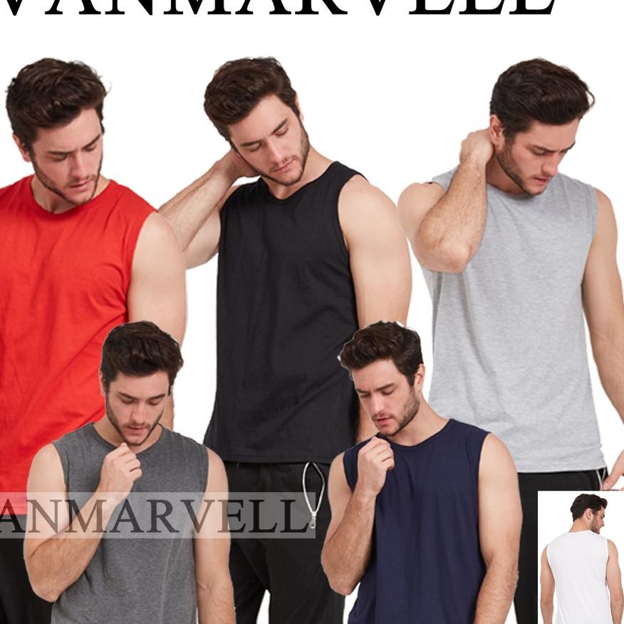 Vanmarvell Kaos Buntung Singlet Polos Pria Jumbo