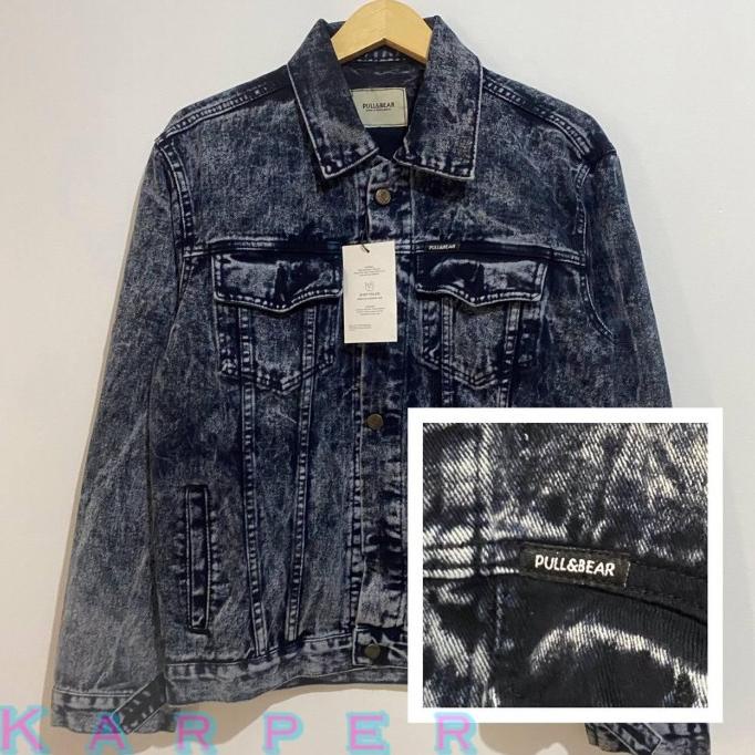 JAKET JEANS PULL&BEAR BLACK SNOW PRIA PULLANDBEAR PULL & BEAR PULL PNB