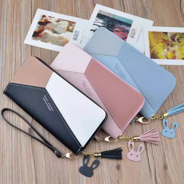 Dompet panjang wanita Aksen Rumbai Dengan Resleting Import (KR-3)