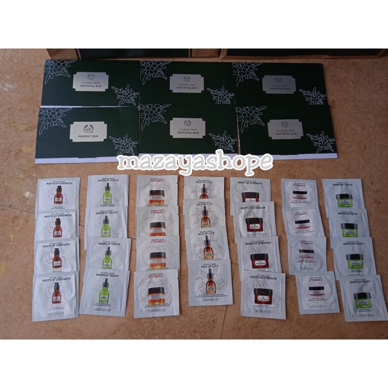 11.11 best seller  (ORIGINAL)The bodyshop sample vitamin E/vitamin C/drop of youth/root of strength/