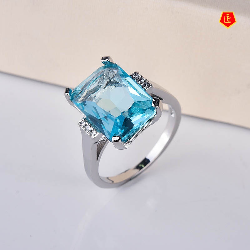 [Ready Stock]Fashion Luxury Topaz Sapphire Ring