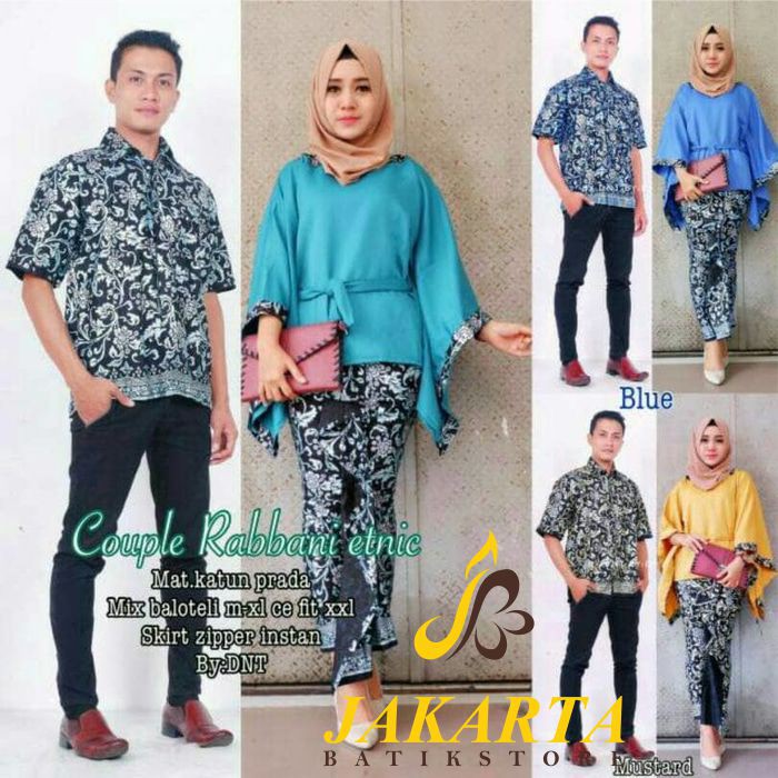 1 Pasang Batik Setelan Pria Wanita Model Kebaya Rabbani Couple KEKINIAN Motif MODERN