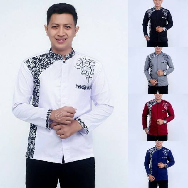 Koko Batik Fashion Muslim Kombinasi C07 Al Haramain Hijau S/M/L/XXL Dewasa