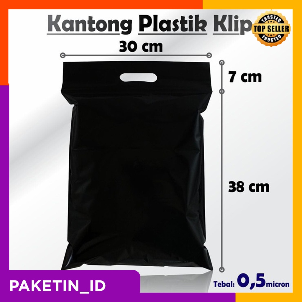 [Isi 20] Plastik Klip Pond Ziplock C-Tik 30x45cm Hitam Untuk Packing Baju dengan ketebalan 50Micron