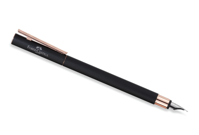 Faber-Castell Neo Slim Fountain Pen M Black Matt, Rose Gold Chromed