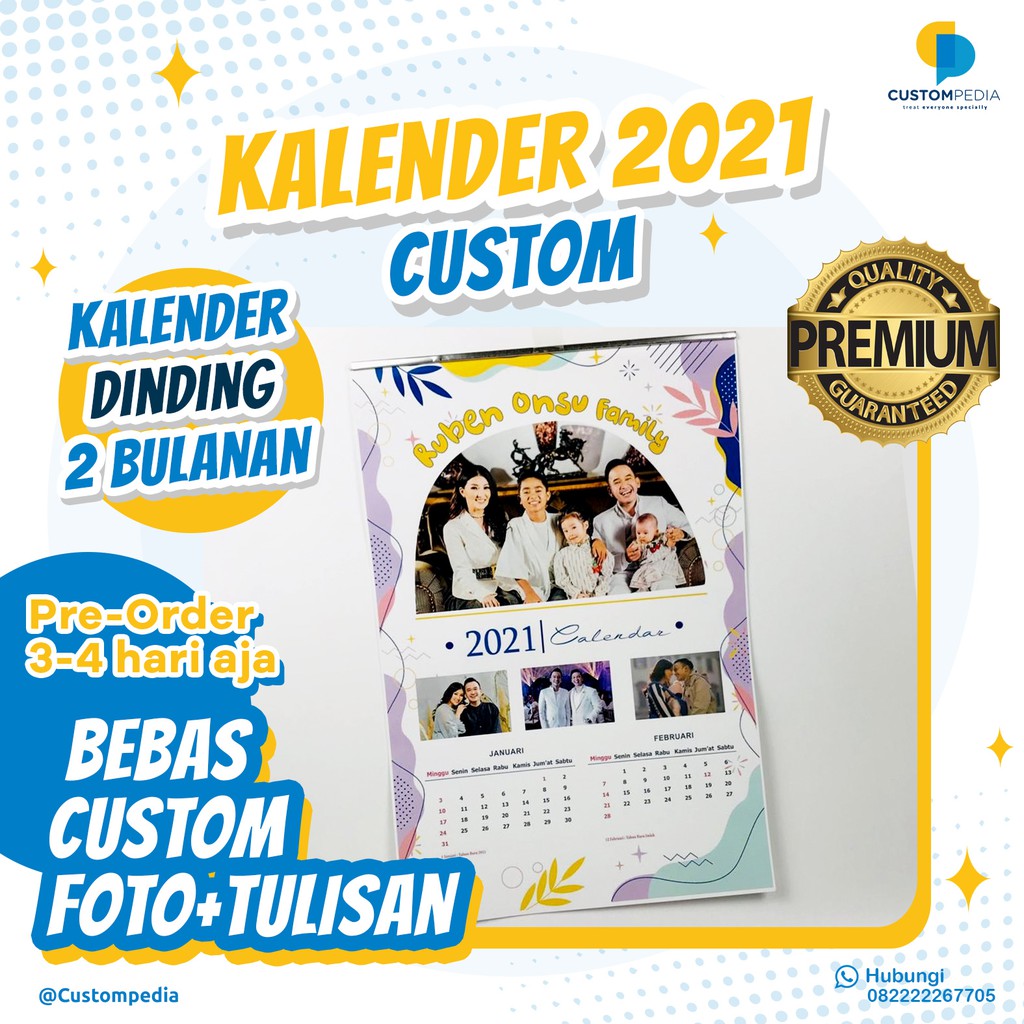 

KALENDER DINDING 2021 CUSTOM 2 BULANAN (SOUVENIR CUSTOM FOTO UNIK HEMAT MURAH/HADIAH/KADO)