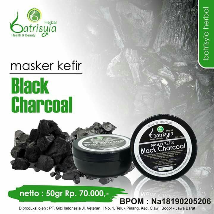 Masker Kefir Black Charcoal Batrisyia Herbal 50 Gram