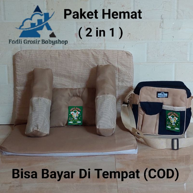 Paket Hemat (2 in 1) Tas Bayi Marsya Dan Kasur Matras Bayi Set Bantal Guling