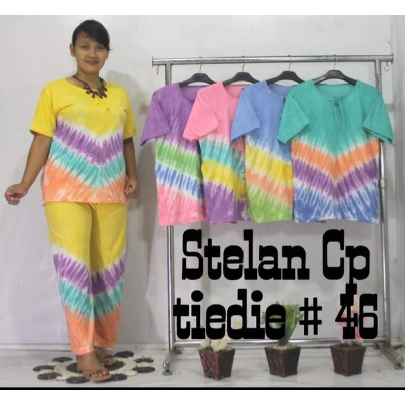 Setelan Celana Panjang - Cp Kaos Godong Baju TIdur Batik Lengan Pendek Fashion Piyama Wanita