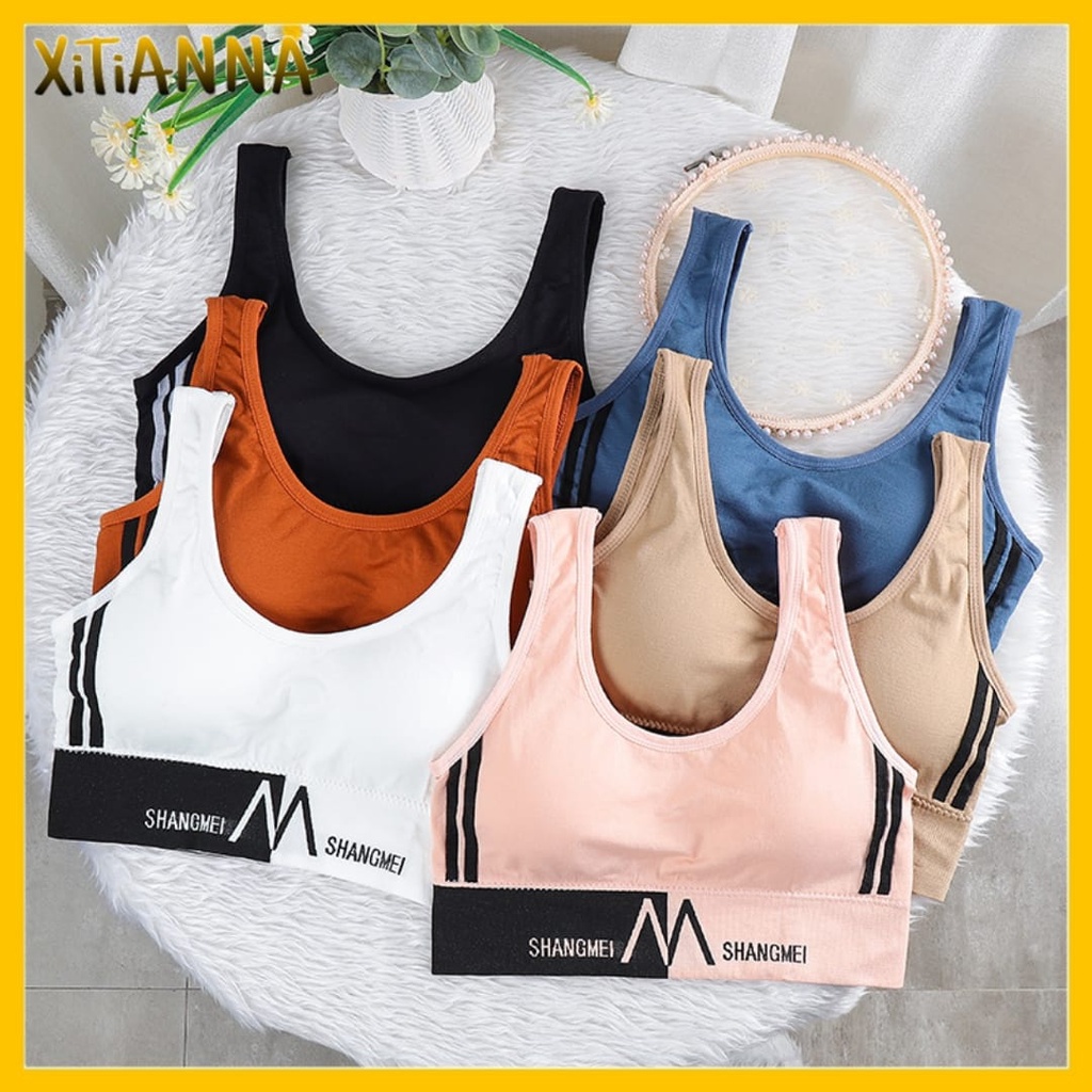 XT Sport Bra Wanita Shangmei Busa Tebal Nyaman Sport jogging Zumba Fitness Gym Indoor Outdoor BRA5