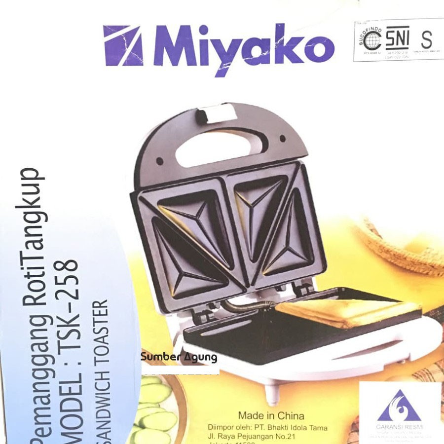 Miyako TSK258 Pemanggang Roti Tangkap Segitiga Sandwich Toaster