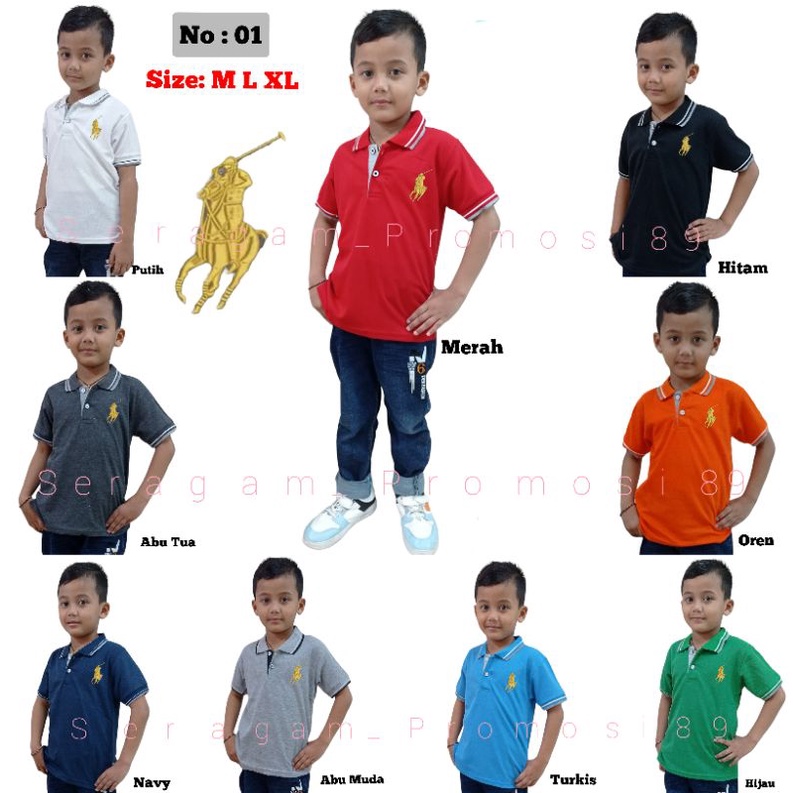 Kaos polo Anak - polo shirt Anak unisex - kaos kerah anak 3th - 11th