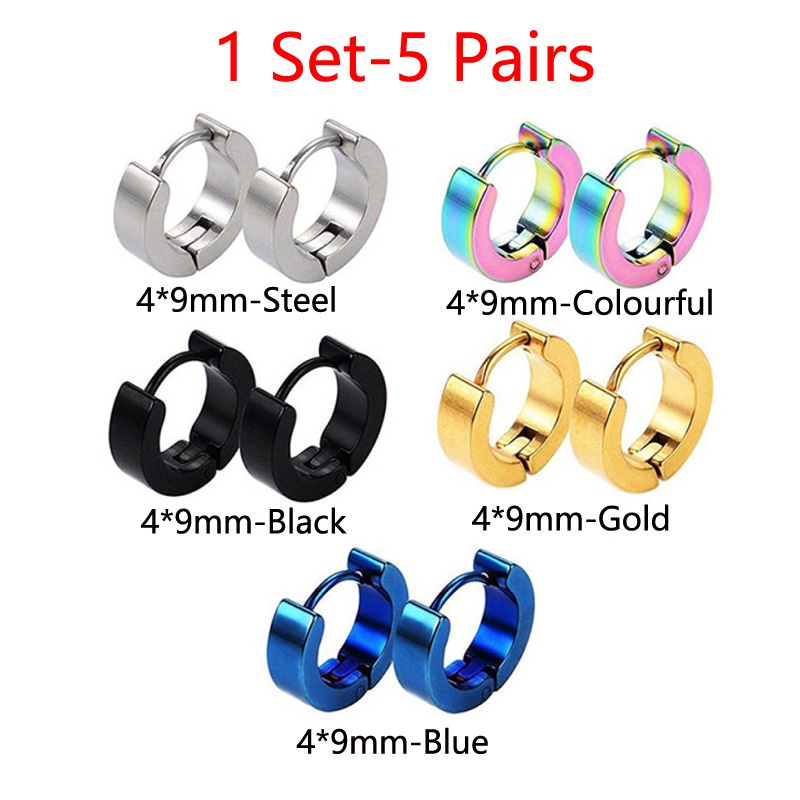 Anting Tusuk Bahan Stainless Steel Warna Hitam Gaya Korea Untuk Pria Dan Wanita