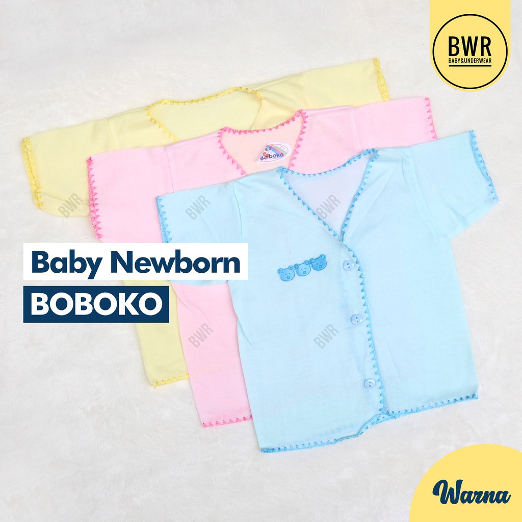 Baju Boboko BORDIR WARNA | Baju Kancing Bayi Newborn Murah Berkualitas - Bwr