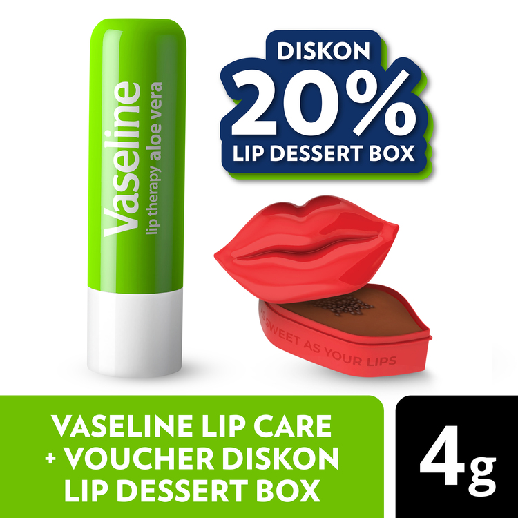 Vaseline Lip Therapy Balm Stick Aloe Vera 4.8 gr FREE Voucher Bittersweet by Najla Lip Dessert Box